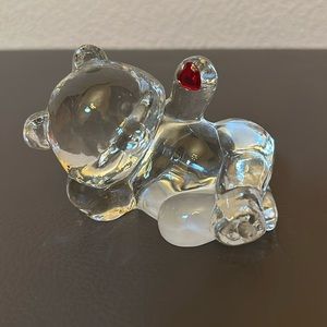 Vintage Fenton Teddy Bear Art Glass July Ruby Birthstone Figurine